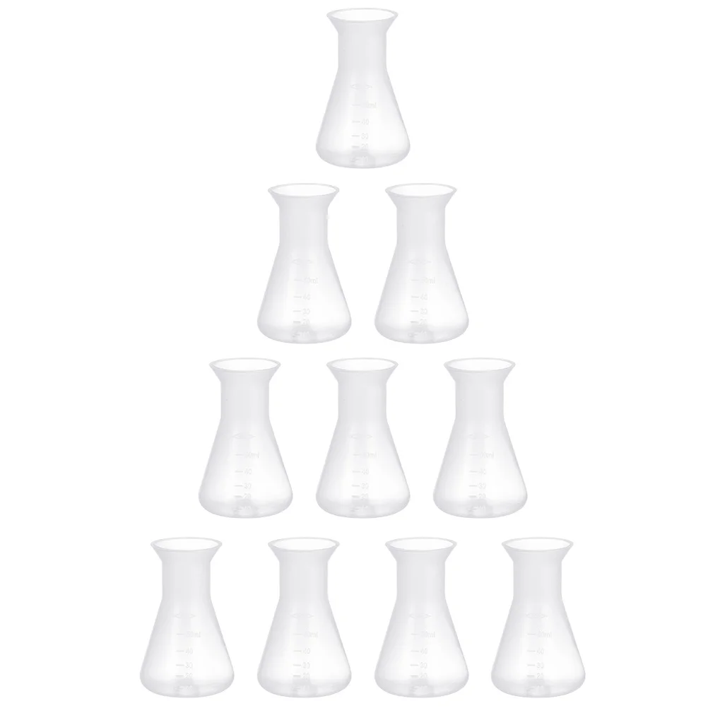 

Borosilicate Plastic Flask 10Pcs Plastic Flask 50Ml Boiling Flask Erlenmeyer Flask Science Experiment Laboratory Supplies Lab
