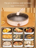 220V Deep Non-Stick Electric Skillets with Automatic Pancake Maker Pizza Baking Pan for Home Cooking Multi Cooker 2