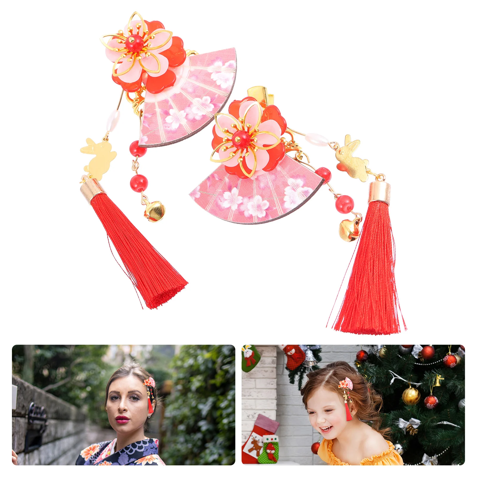 Hair Japanese Clips Accessories Clip Tassel Kimono Flower Hairpin Headdress Geisha Chinese Rabbit Barrettes Japanese Hairpins