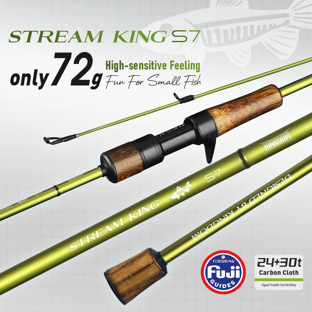 KINGDOM Stream S7 Fishing Rod Spinning Casting, 1.45m 1.65m 1.8m UL L 24T 30T Carbon Fiber Fast Action Trout Rod