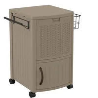 Resin 77 Quart Wicker-Look Outdoor Patio Cooler with Wheels, Hinged Lid, Built-In Storage Basket and Cabinet for Outdoor 1