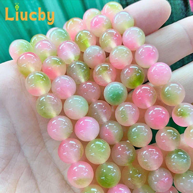 Peach Jade Marrow Chalcedony Natural Stone Beads Jewelry Making DIY Bracelets Accessories 15" Strand 6/8/10/12mm
