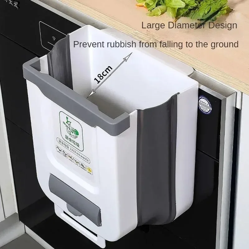 Foldable Wall-Mounted Kitchen Wastebasket - Large Capacity & Easy-to-Clean