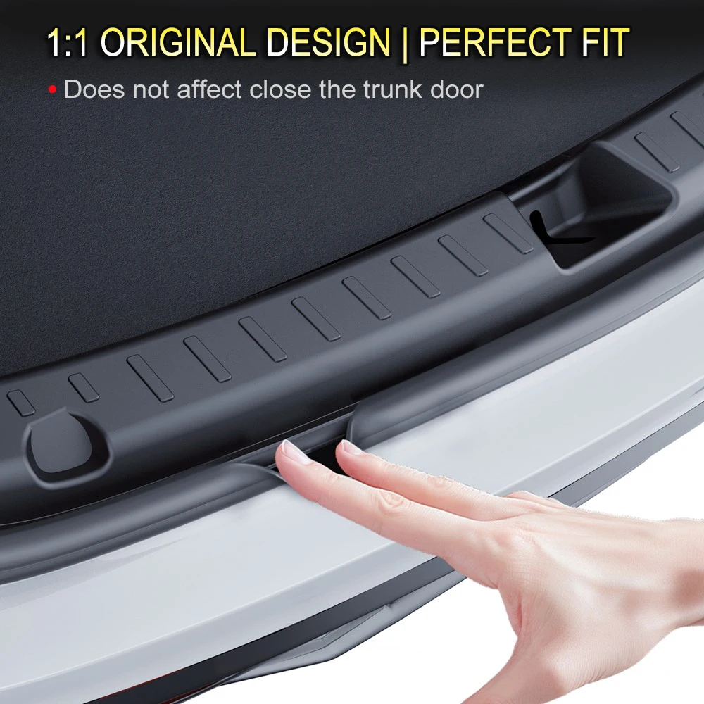 Für 2025 2026 Tesla Model Y Juniper Heckstoßstange Kofferraum-Schwellenabdeckung Schutz Stoßstangenschutz Matte Organizer Kick Pad Streifen Zubehör – Detail 6