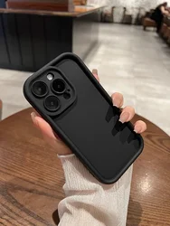 Cute Silicone Phone Case with Camera Protection - Soft Cover - iPhone 13 (Black)