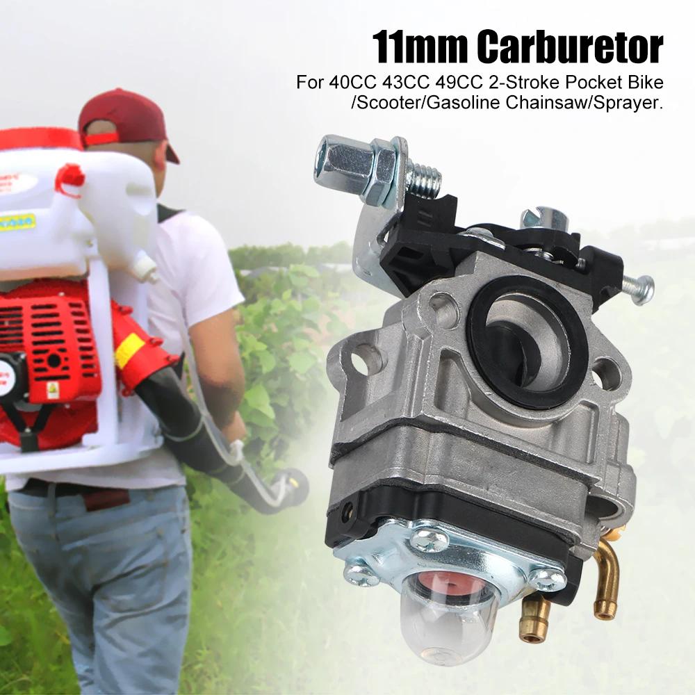 Carburetor Replacement Parts For 40CC 43CC 49CC 2-Stroke Pocket Bike Scooter 11mm Carburetor Scooter Brushcutter Carburetor Carb For Trimmer Cutter Chainsaw