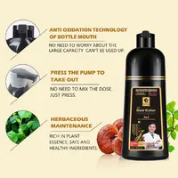 Shampoing de coloration instantanée 3 en 1, couleur noire naturelle, pour hommes et femmes, bricolage, teinture pour cheveux, soins de coloration marron à base de plantes, 500ml 4