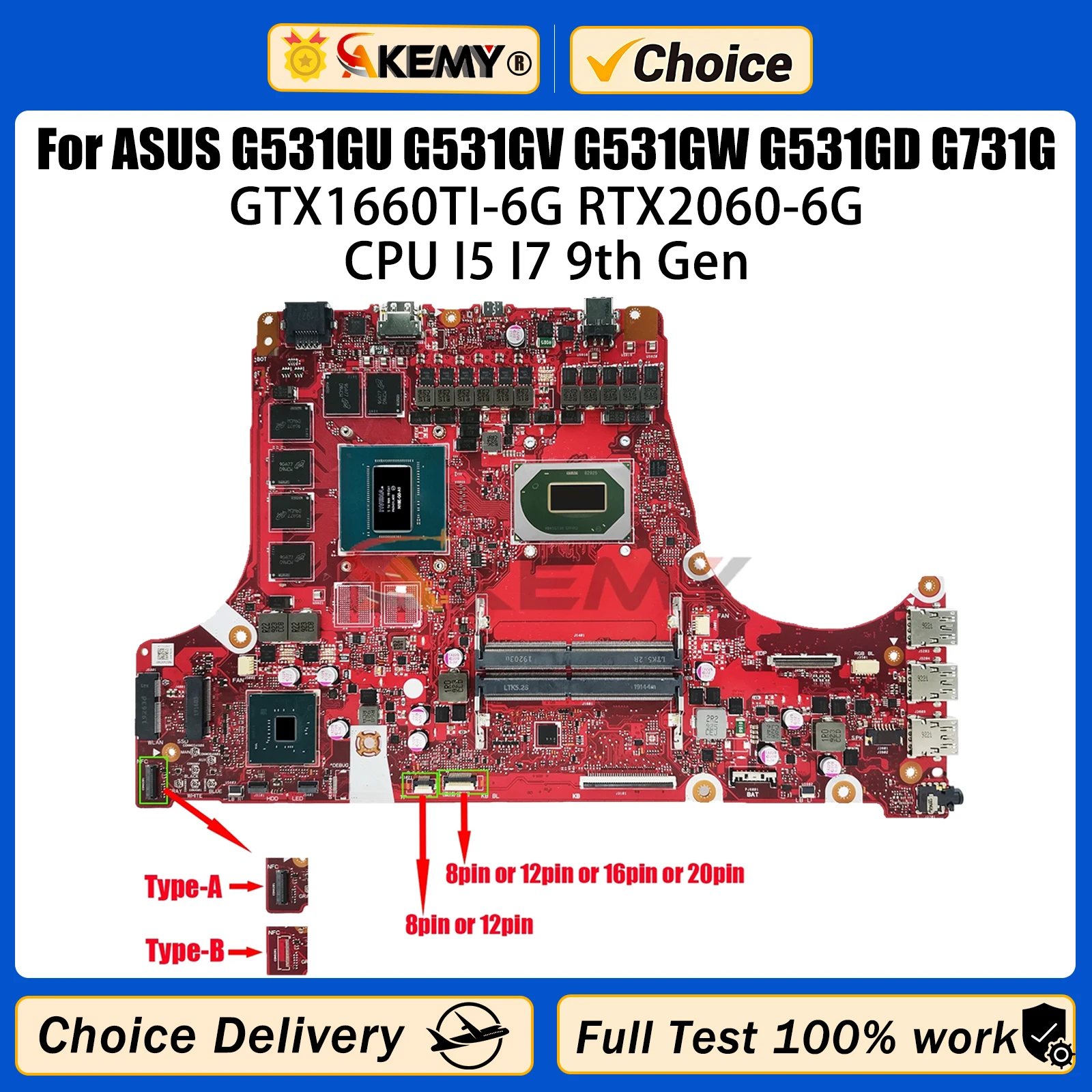 Материнская плата для ноутбука Akemy G531GU материнская плата ASUS ROG Strix S5D S7D G531GV G531GW G531GD G731G i5 i7 GTX1660Ti RTX2060 RTX2070