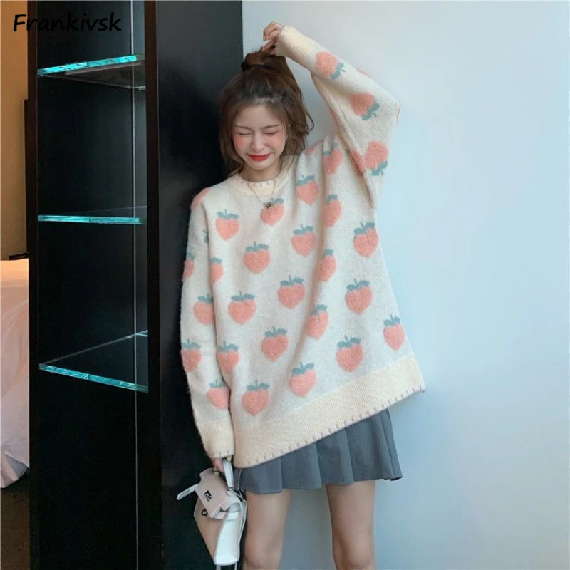 

Sweet Sweaters Women Baggy Vintage Japanese Style Cute Slouchy Autumn Knitwear All-match High Street Hipster College Popular New