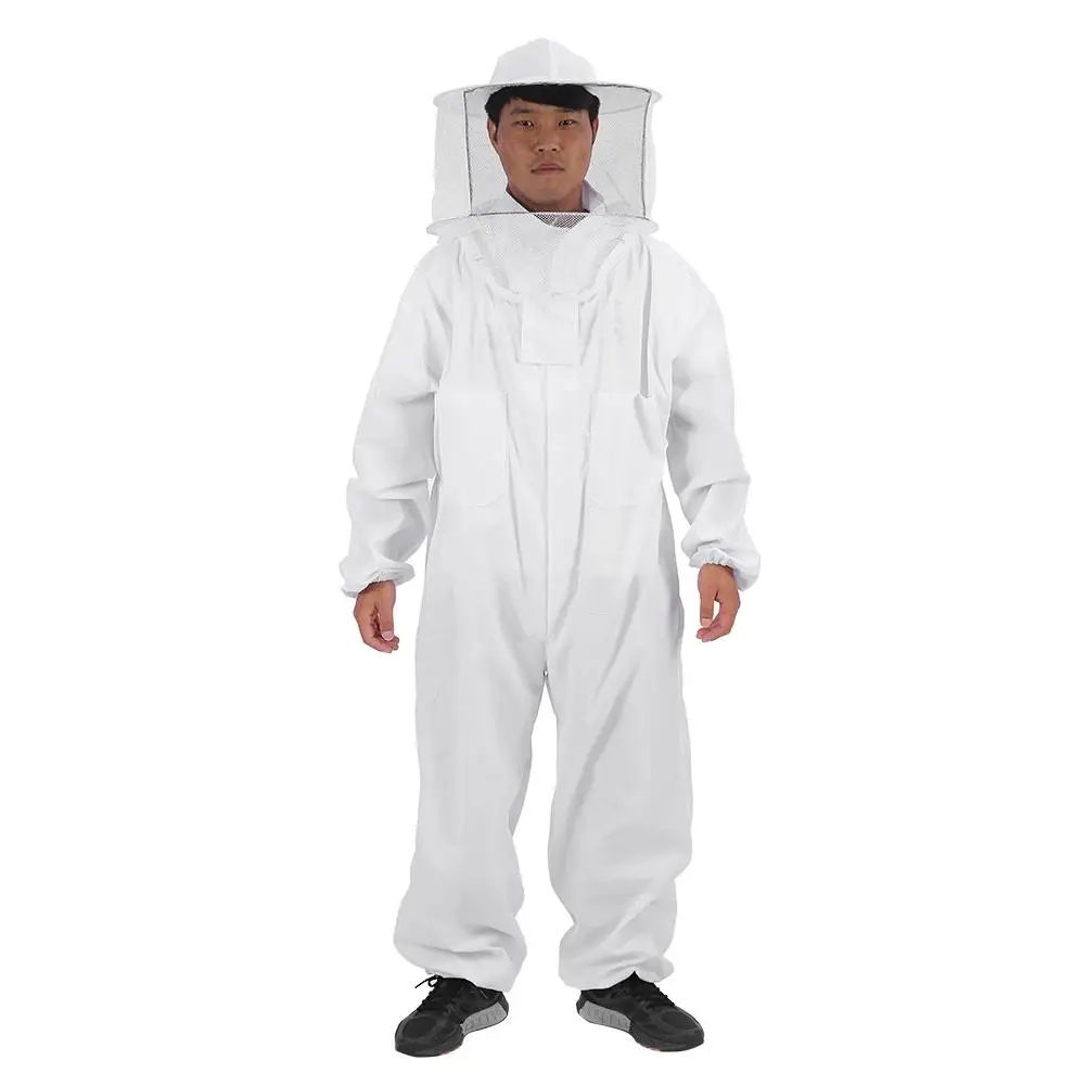 Professional Cotton Beekeeping Suit with Gloves & Hat-Full Body Protective Gear for Bee Removal