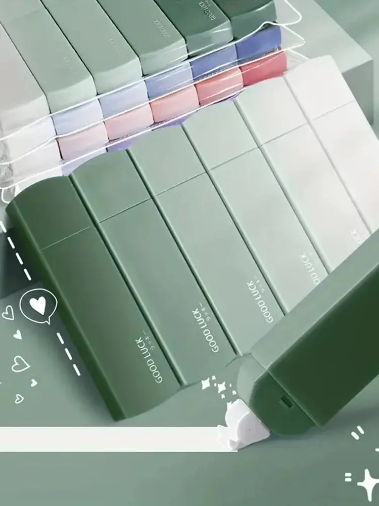 1 paquete de 6 cintas correctoras degradadas Color macarrón portátil silencioso sin riel forma cuadrada fácil de usar para la escuela Oficina hogar Supp