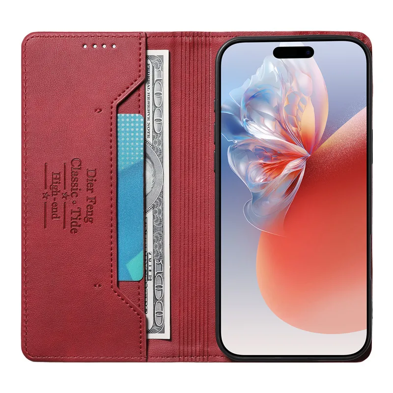 Premium Anti-Theft Leather Flip Phone Case - Business Wallet Design with Matte Book Cover Finish