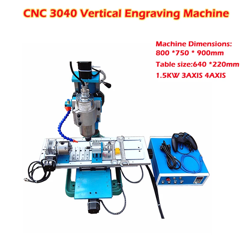 산업용 CNC 라우터 밀링 머신, 3/4 축 목재 CNC 수직 조각 선형 가이드 레일, 1500W, 5 축 업그레이드 가능, 3040L 
