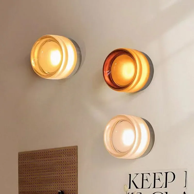 

Modern LED Wall Lamp Amber Jelly Small Wall Sconces Bedside Room Decor Light Living Room Hotel Aisle Smoke Grey Lighting Fixture