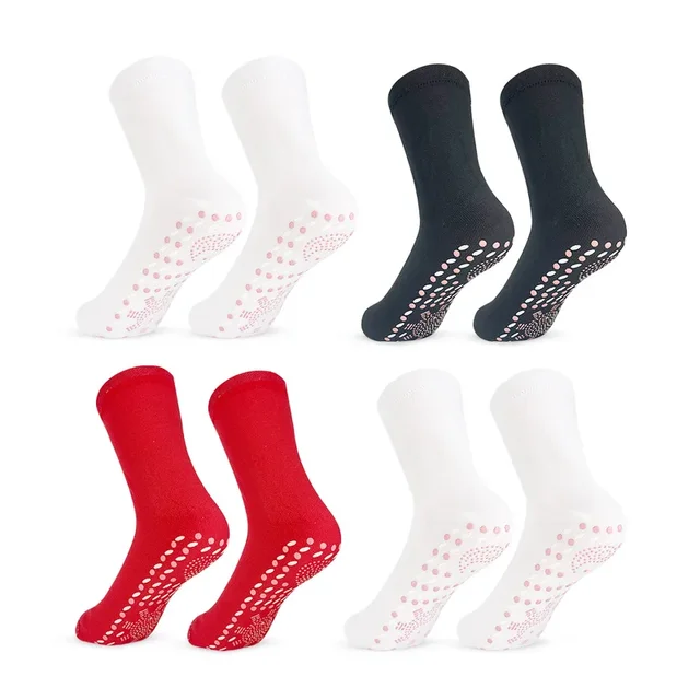 2 Pairs Self-heating Socks Men Women Non-slip Dots Foot Massage Magnetic Therapy Health Warming Fever Socks Winter Relieve Tired 5