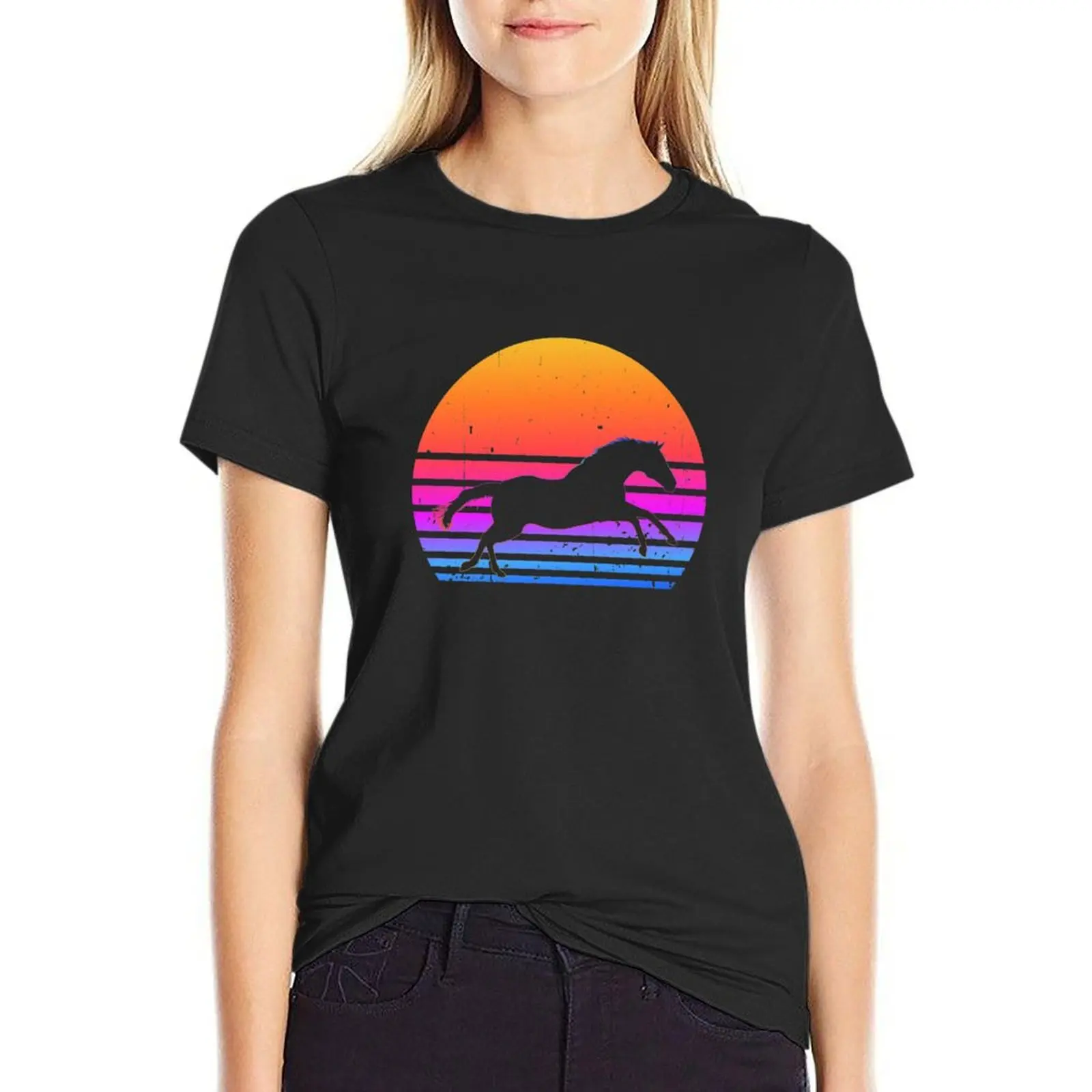 

Rainbow Circle Horse T-shirt summer tops summer clothes Woman fashion