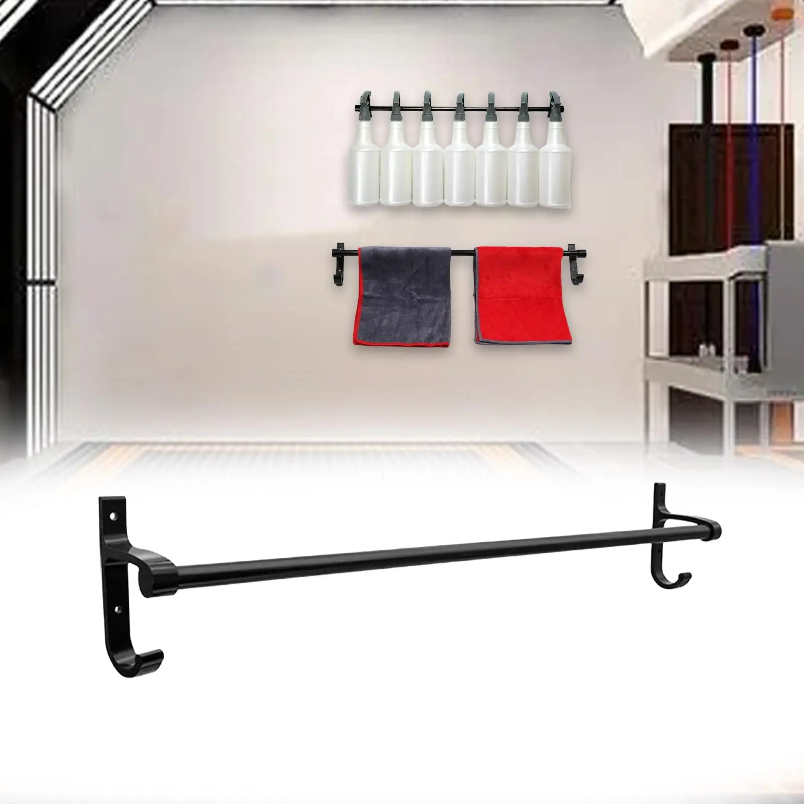 Spray Bottle Holder,Car Beauty Shop Accessory Space Saving Garage Bottle Organizer,Towel Storage Rack for Garage Home