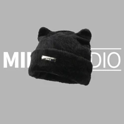 Panama Women's Autumn and Winter Warmth Imitation Mink Wool Knit Pullover Cold Hat Baotou Fashion Outdoor Y2K H113 Cap