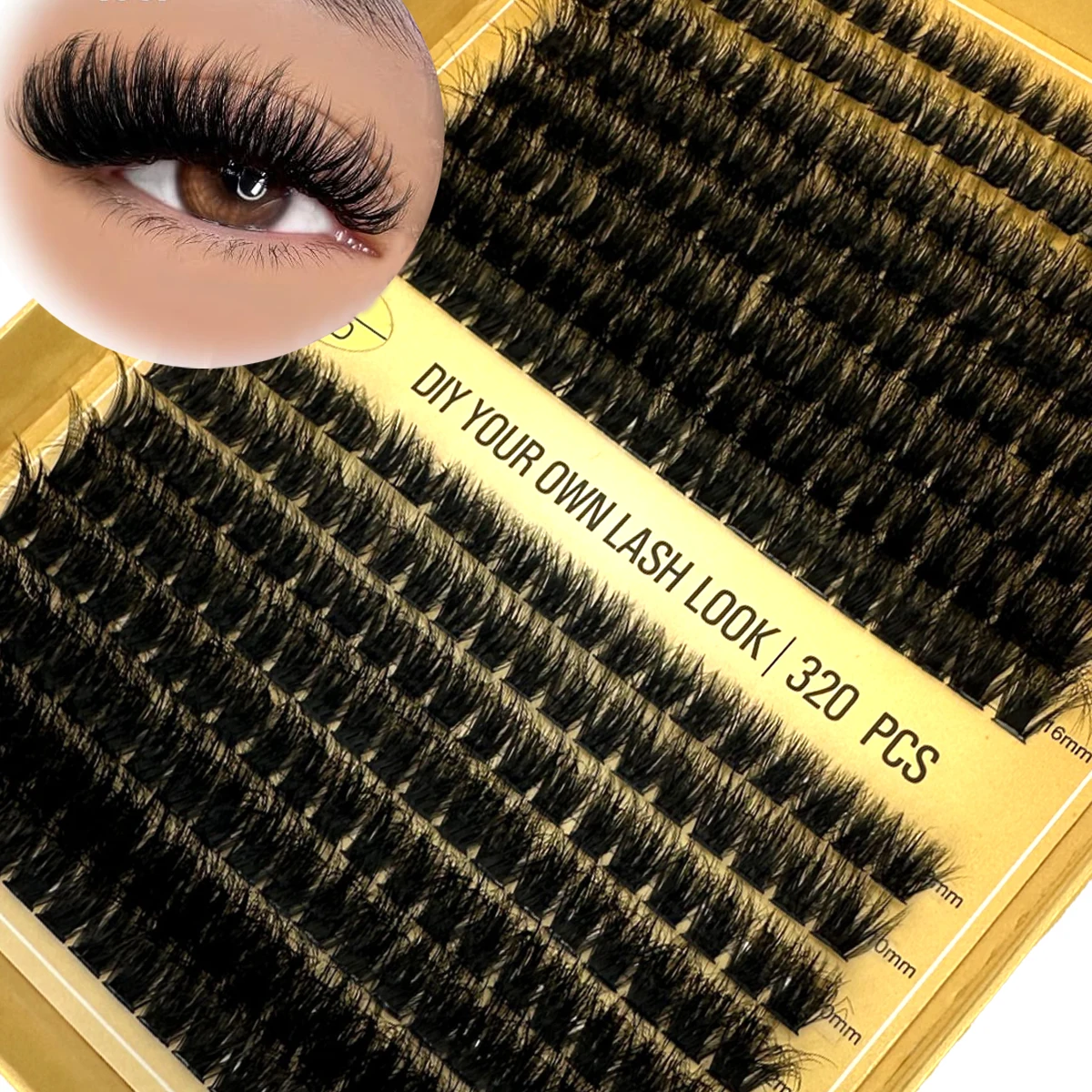 HBZGTLAD 16 Reihen Einzelne Wimpern Natürliche Russland Volumen Nerz Wimpern 320 Bundles 60-100D Cluster Wimpern Verlängerung Make-Up Cilios