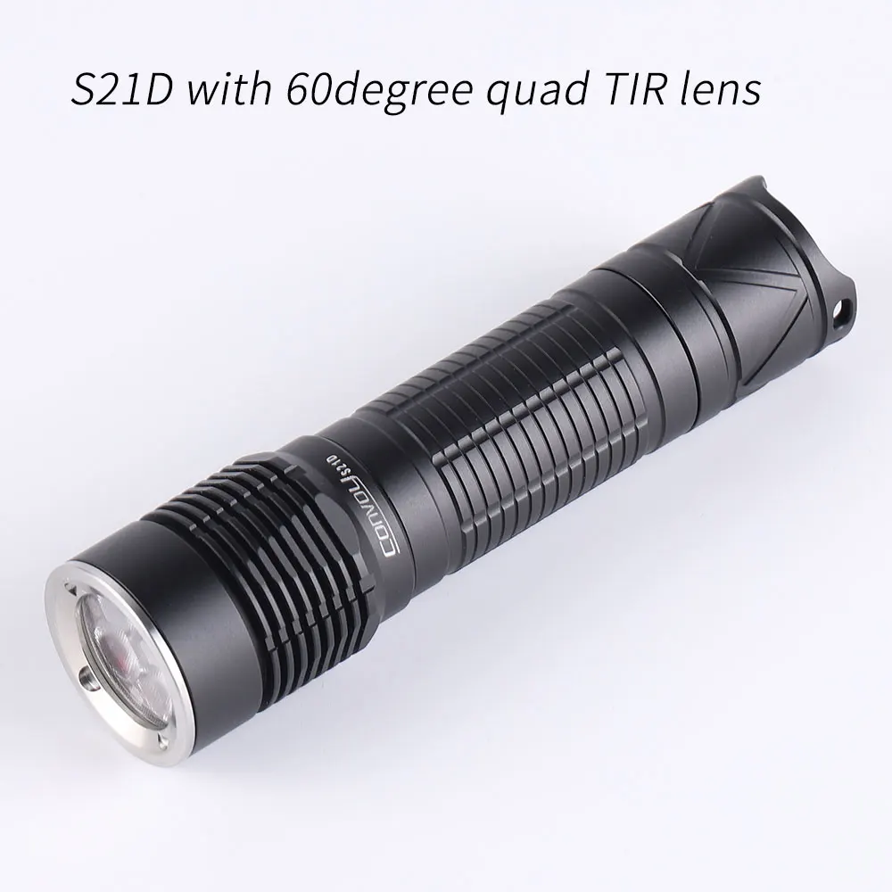 Convoy S21D 21700 LED Flashlight with Quad TIR Lens 519A 8groups 2500LM Torch Lighter for Hiking