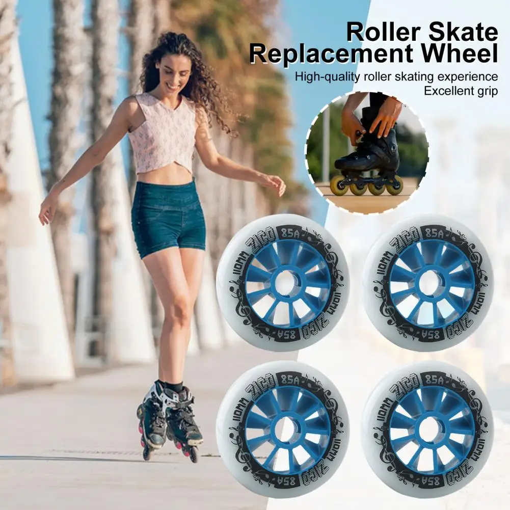 Inline Skate Wheels 90/100/110mm Skate Replacement Wheels with Bearings Indoor Outdoor Roller 4 Pack