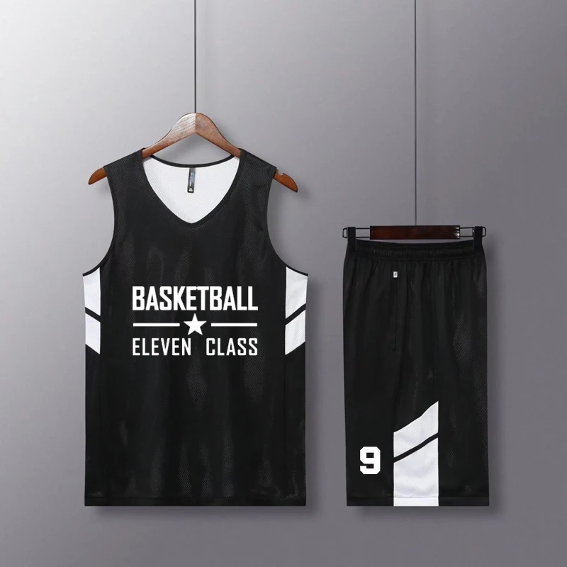 

Men Basketball Jerseys Set Double-side College Blank Reversible Basketball Uniforms Sports Training Suits Breathable Quick-dry