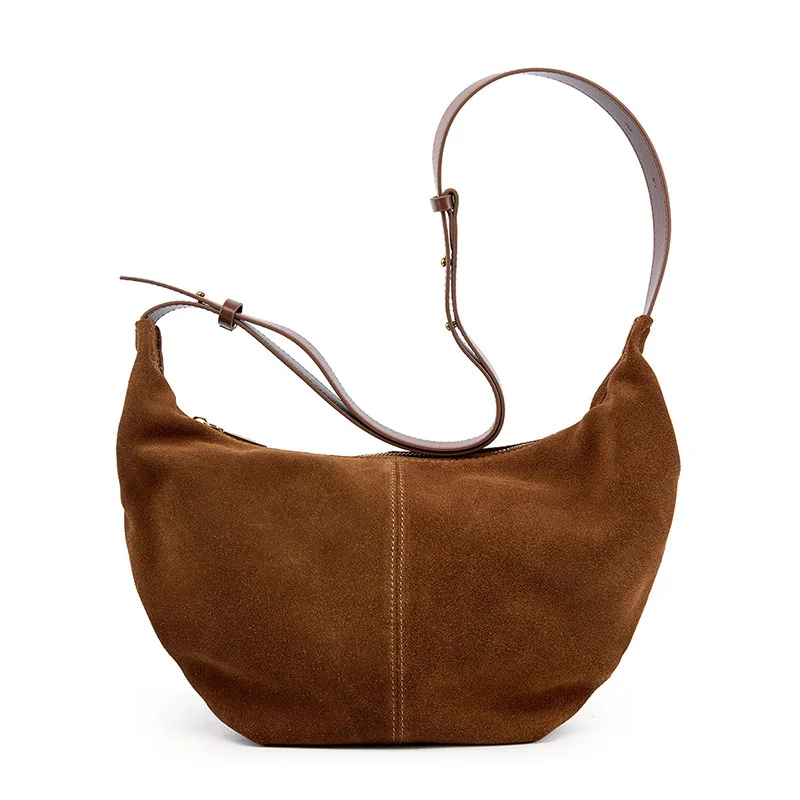 

2024 Vintage Genuine Leather Ladies Large Shopper Shoulder Bag Designer Hobos Handbag Winter Underarm Long Strap Messenger Bags