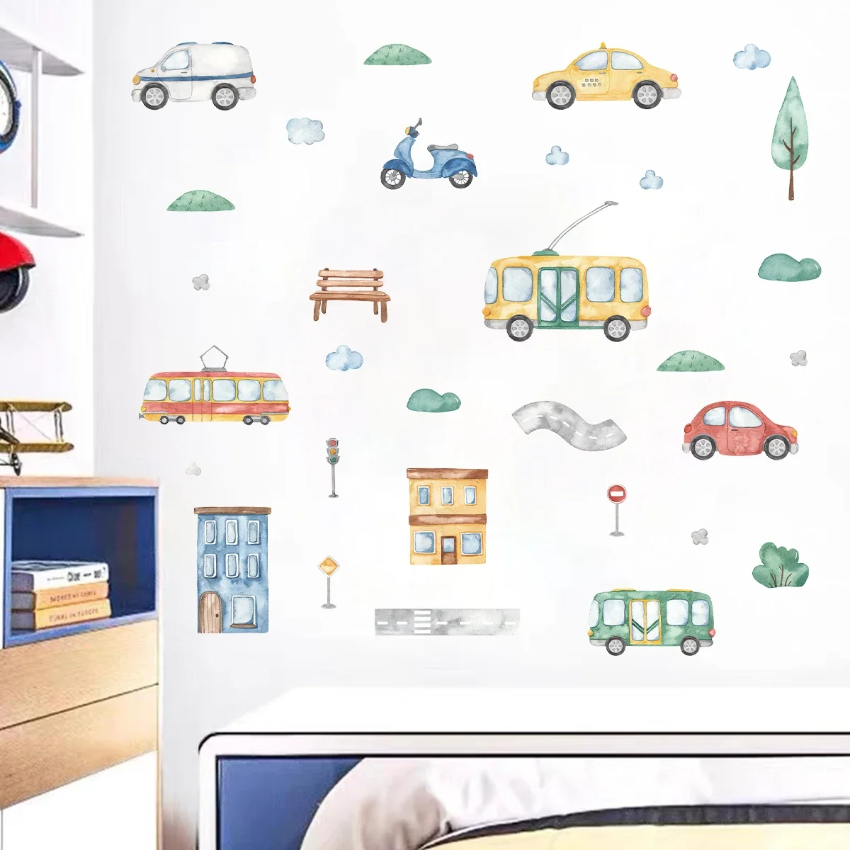 Cartoon Tree Bus Car Wall Stickers for Kids Room Home Decor Accessories Living Room Child Bedroom Decoration Baby Nursery wall stickers children room decoration