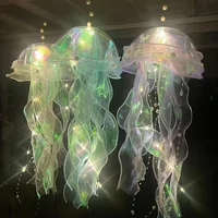 Jellyfish Colorful Nightlight Button Battery Hanging Ceiling Lantern with Ribbon&Bead LED Bulbs for Children Bedroom 3