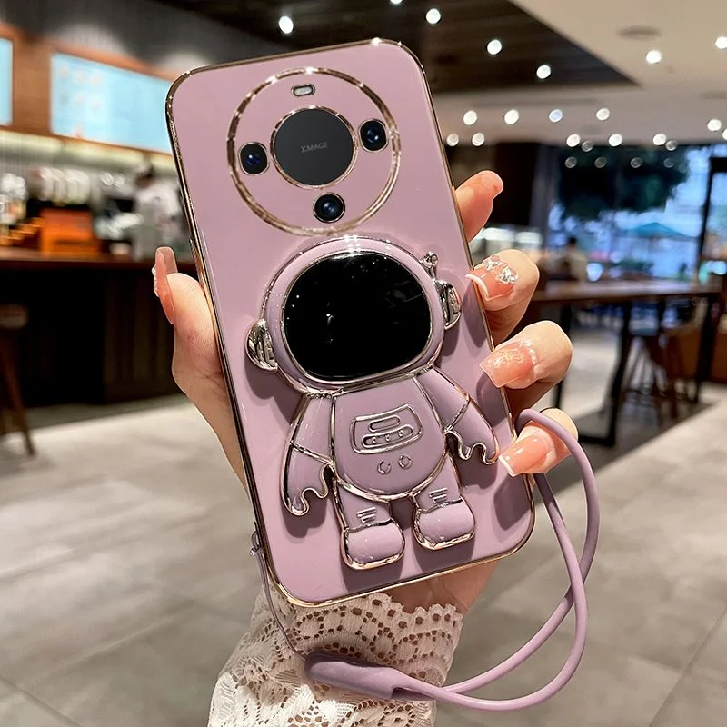 Luxury Electroplated Astronaut Phone Case with Cute Bumper Design