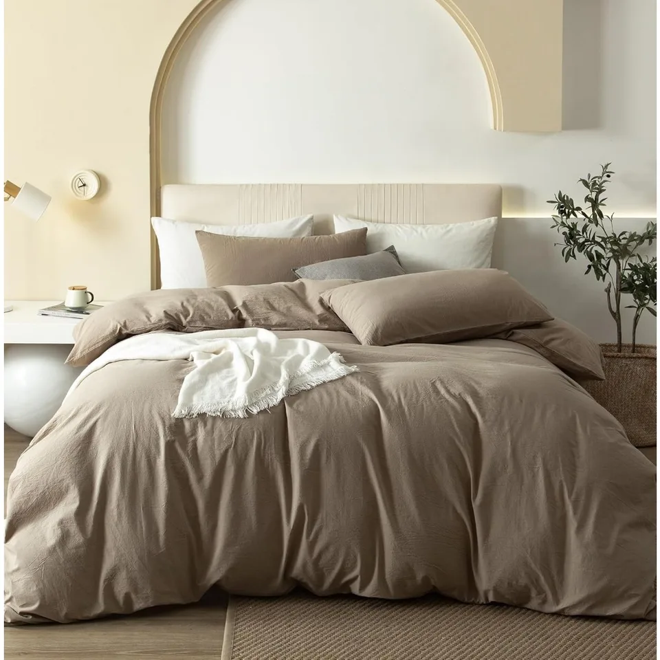Washed Cotton Duvet Cover Set Soft and Breathable