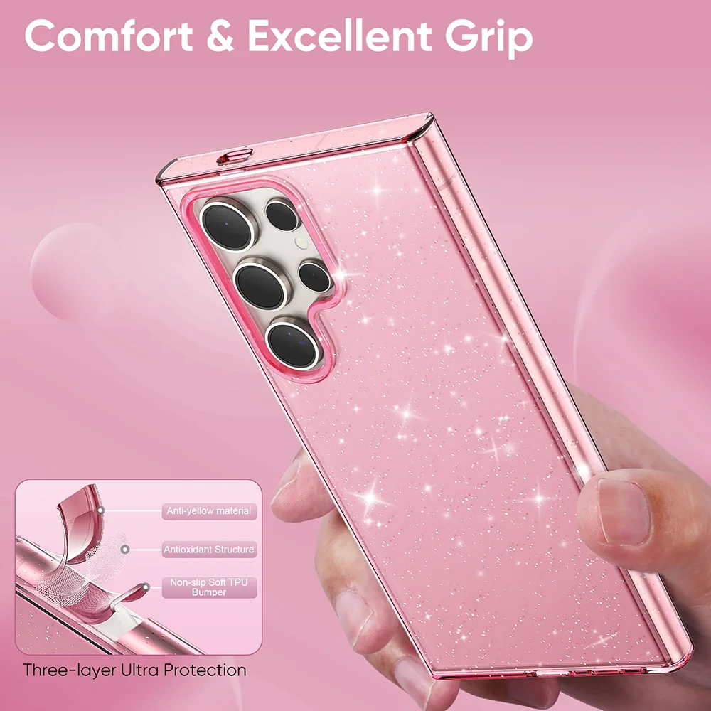 Luxurious Glitter Pink Waterproof and Fall-Resistant Mobile Phone Case