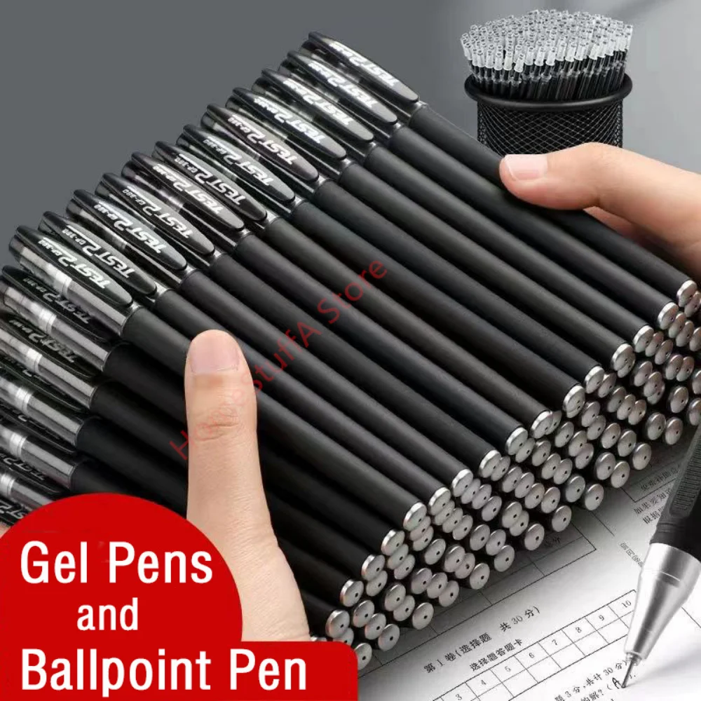 Replaceable Gel Pen Set Smooth Writing Fastdry Black Red Ink Handwritten Pen 0.5mm Refill for School Office Writing Stationery pen refills replaceable black pens metal smooth writing gel fountain pen refill retractable ballpoint pen school