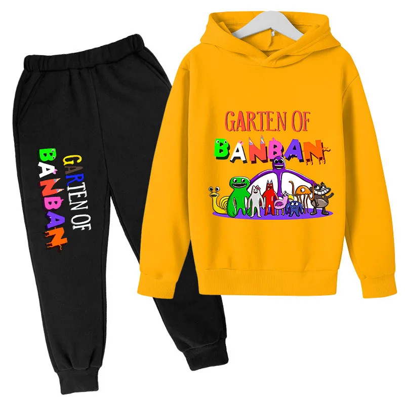 

Garten Of Banban Printed Children's Clothes Children's Sweatshirt Set Autumn and Winter Plush Hoodie Legged Pants 2-piece Set