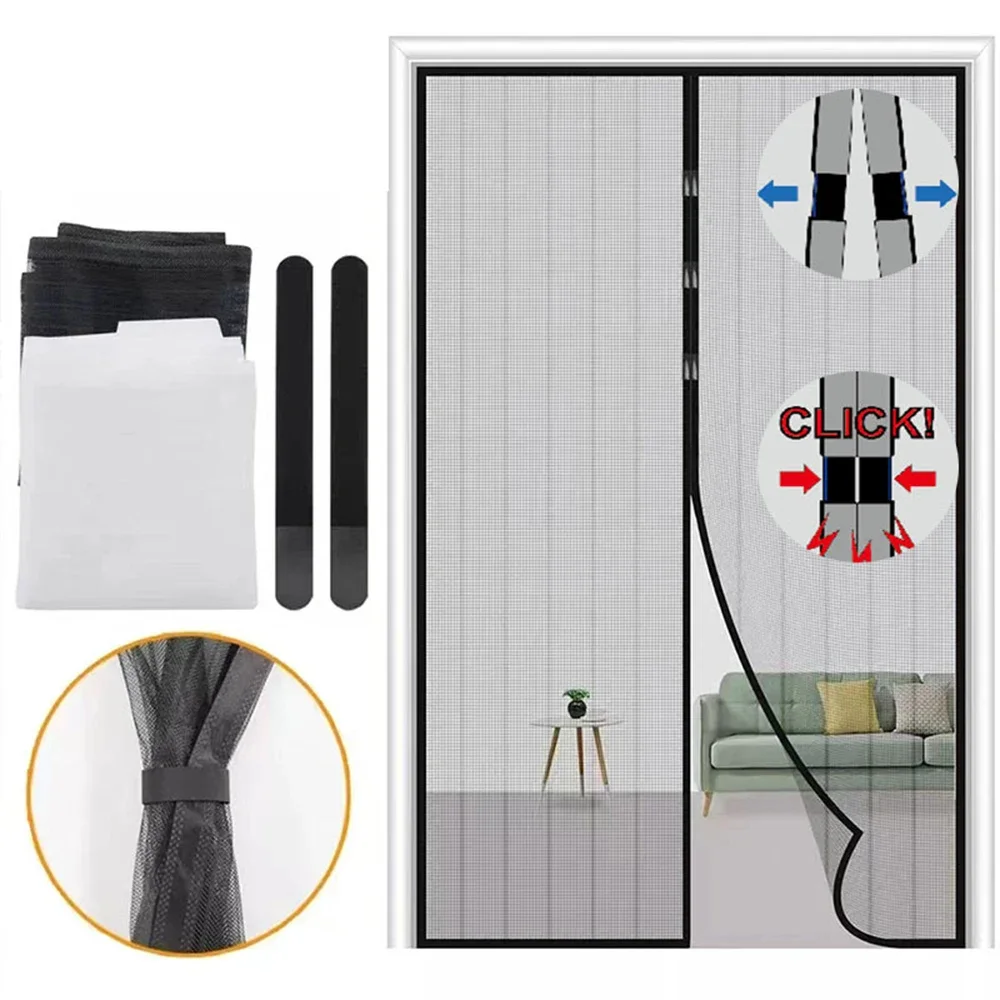 Summer Mosquito Proof Door Curtain Punch-free Anti Insect Fly Bug Curtains Net Magnetic Door Curtains Self Sealing Mesh Gauze
