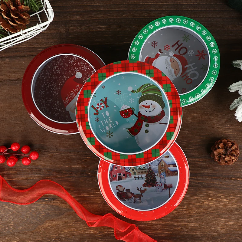 Christmas Santa Claus Tinplate Candy Box Reusable Chocolate Cookie Storage Case Festive Home Gift Packaging Tin