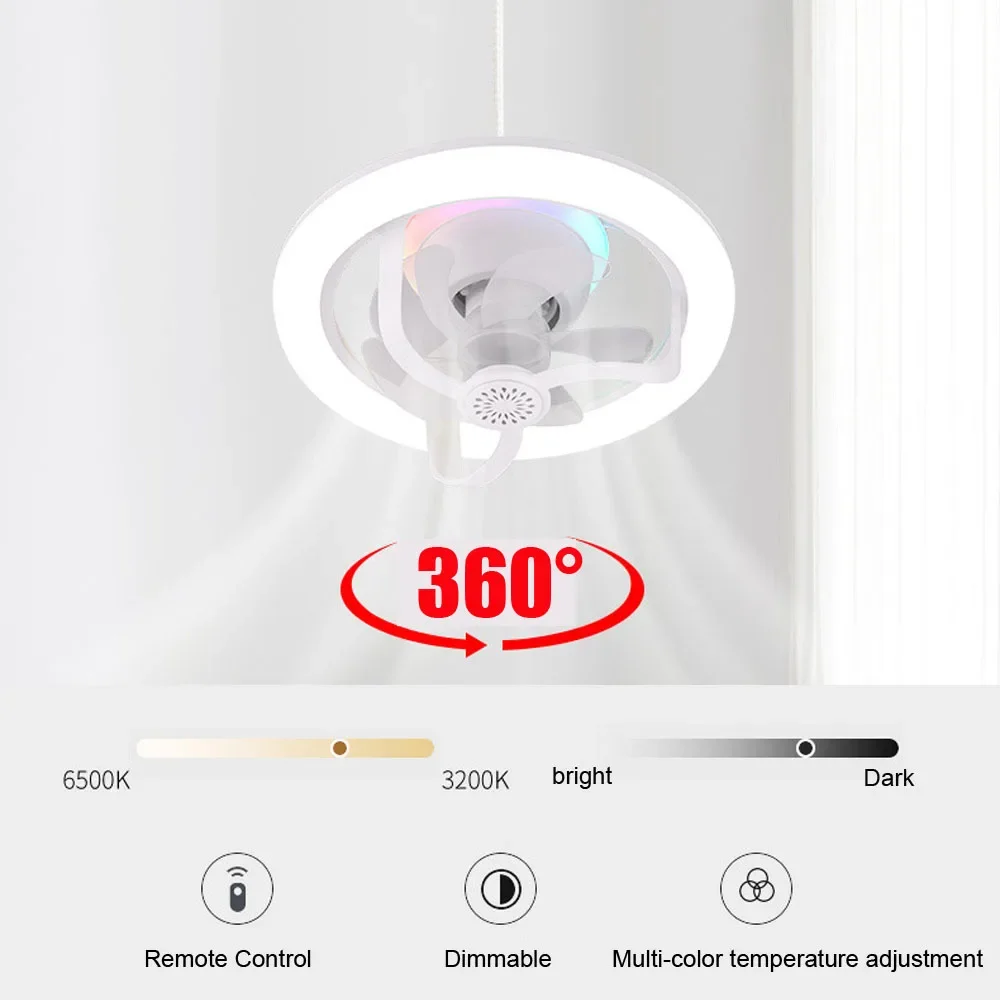LED Ceiling Fan Lights LED Fan Light E27 Ceiling Fan Bulb LED Light Remote Control Chandelier RGB Color Dimmable Ventillator Lamp Home Lighting