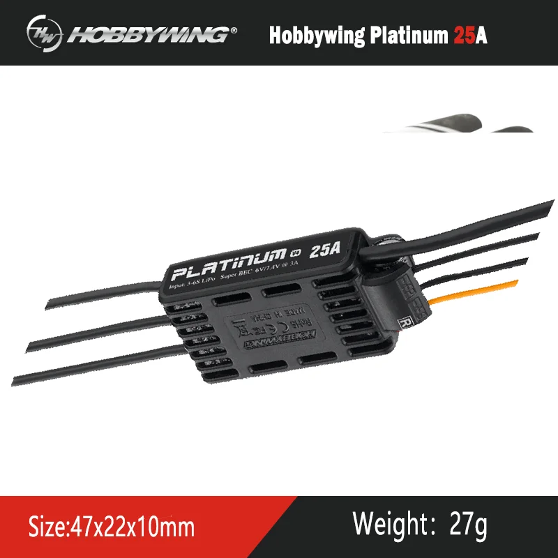 Hobbywing Platinum 25A V4 Regolatore Di Velocità Elettronico Senza Spazzole Esc Per Rc Drone Heli Fpv Multi-Rotore