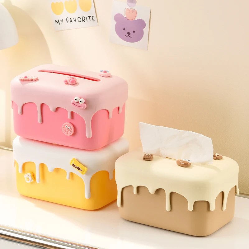 UFORU Cream cake tissue box living room high-grade light luxury art exquisite creative table storage paper box 5