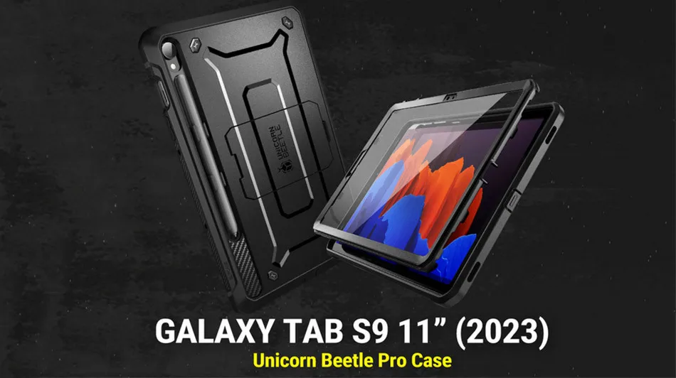 protetor de tela embutido e Kickstand, Samsung Galaxy Tab S9, 11 