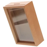 Piggy Bank Budget Black Picture Frame Coin Banks For Adults Wooden Money Jars Saving Container Photo 1