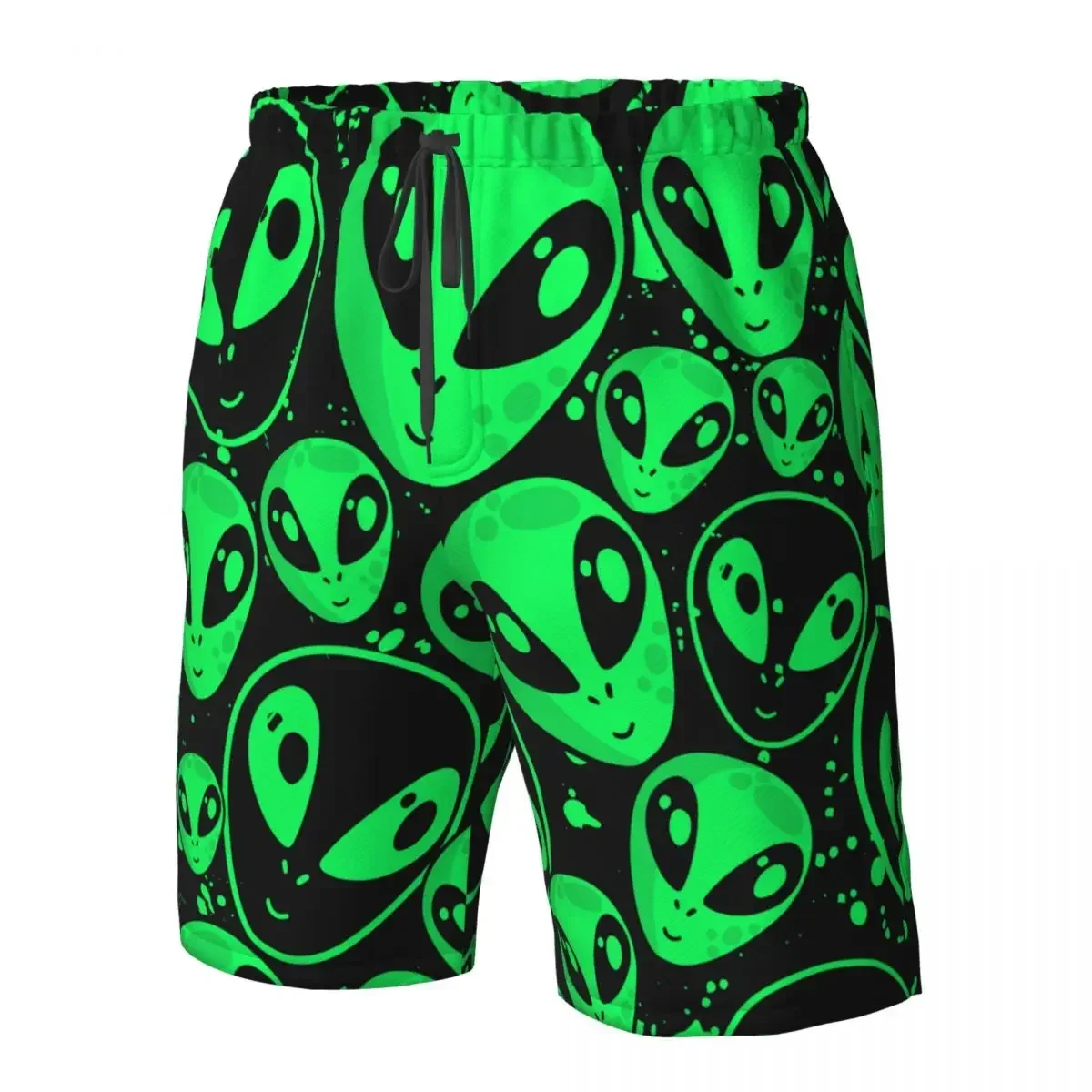 New Summer Men Shorts Men Sports Athletic Running Sport Fitness Beach Basketball Jogging Man Loose Short Pants Green Alien UFO
