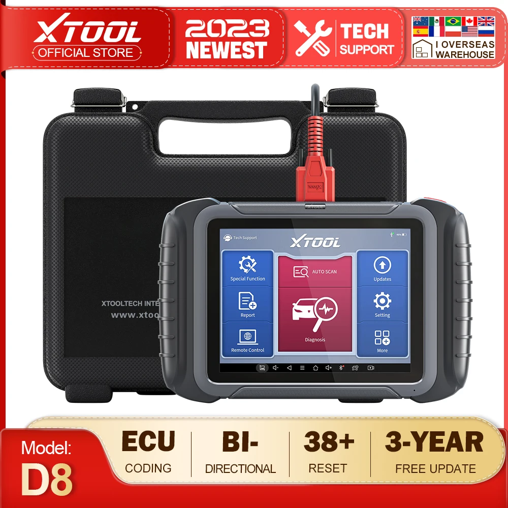 XTOOL D8 자동차 진단 스캔 도구, ECU 코딩, 양방향 제어, 38 개 이상의 서비스, 키 프로그래밍, ABS 블리딩