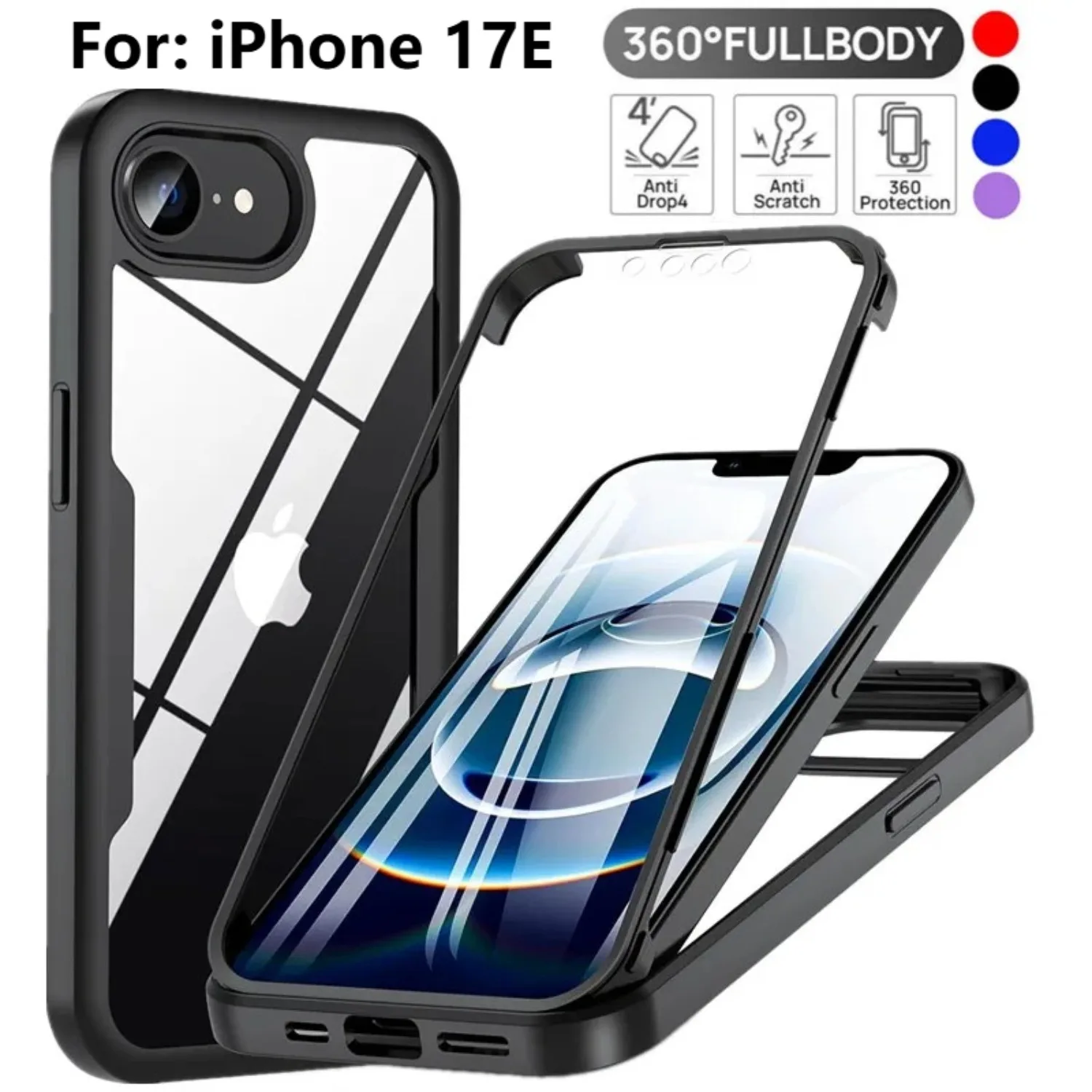360° Double Sided Shockproof Transparent Case with HD Screen Protector