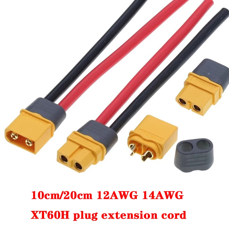 12AWG 14AWG 10 cm/20 cm XT60H Stecker auf Buchse, verlängerter Drahtkabel-Adapter-Konverter für Batterie-Stromanschluss