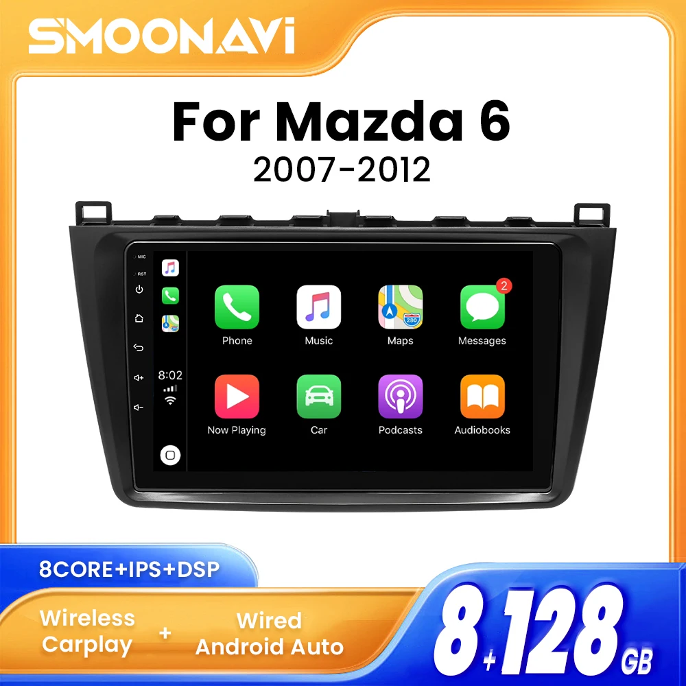 

Wireless Carplay 2 Din Android 12 Car Radio For Mazda 6 GH 2007-2012 8GB 128GB Multimedia 4G Wifi GPS Autoradio Navigation DSP