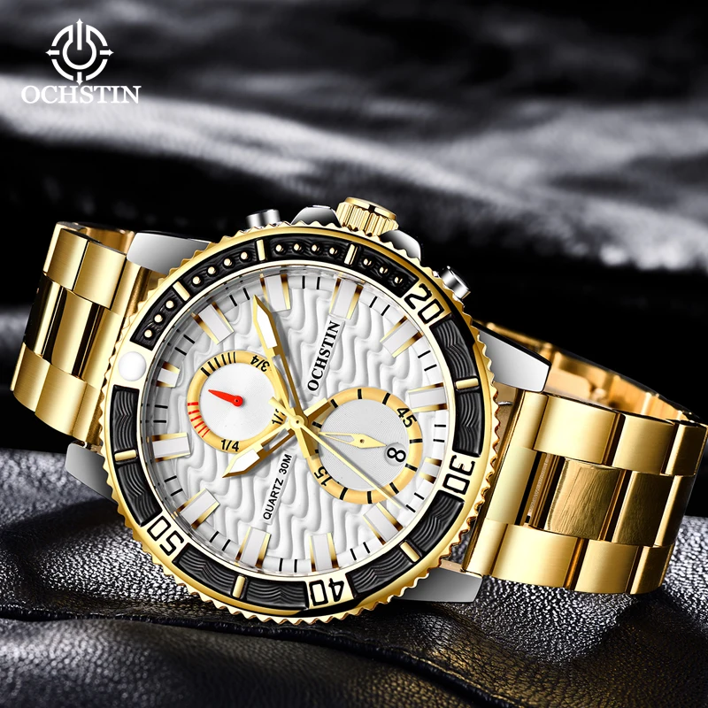 OCHSTIN Originale Series Multi-functional Quartz Watch Steel Strap HD Glow-in-the-dark Gentleman Quartz Watch