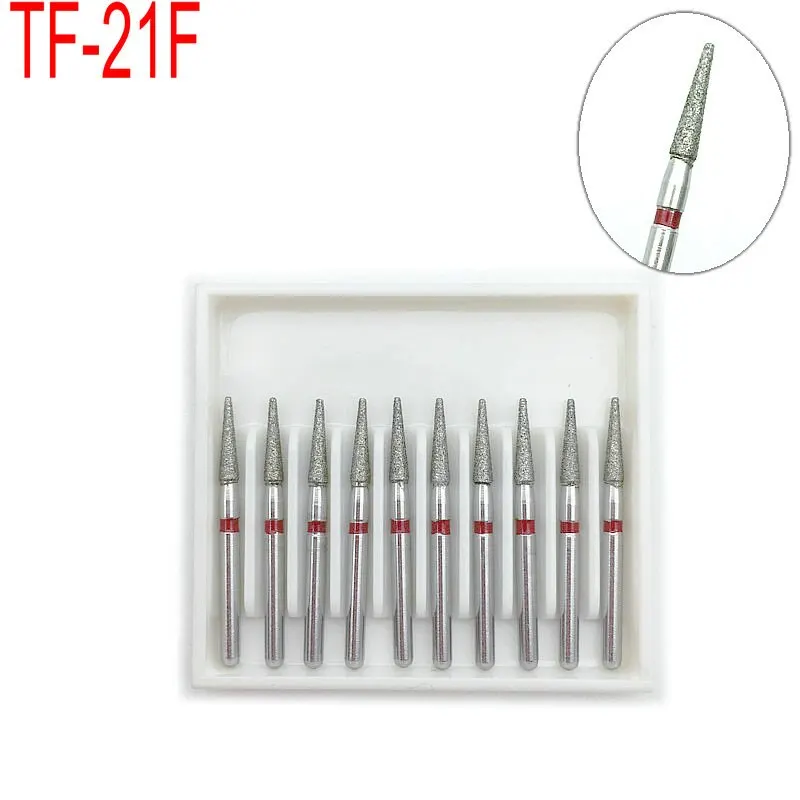 

10pcs Dental Diamond Burs FG 1.6mm for High Speed Handpiece Turbine Dental Bur TF-21F