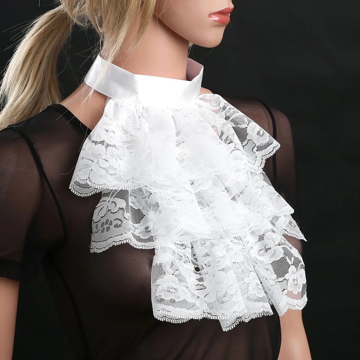 Victorian Jabot Collar Renaissance Detachable Colonial Ruffled Neck Stage Party Steampunk Halloween Cosplay Costume Accessories fake collar,detachable collar shawl