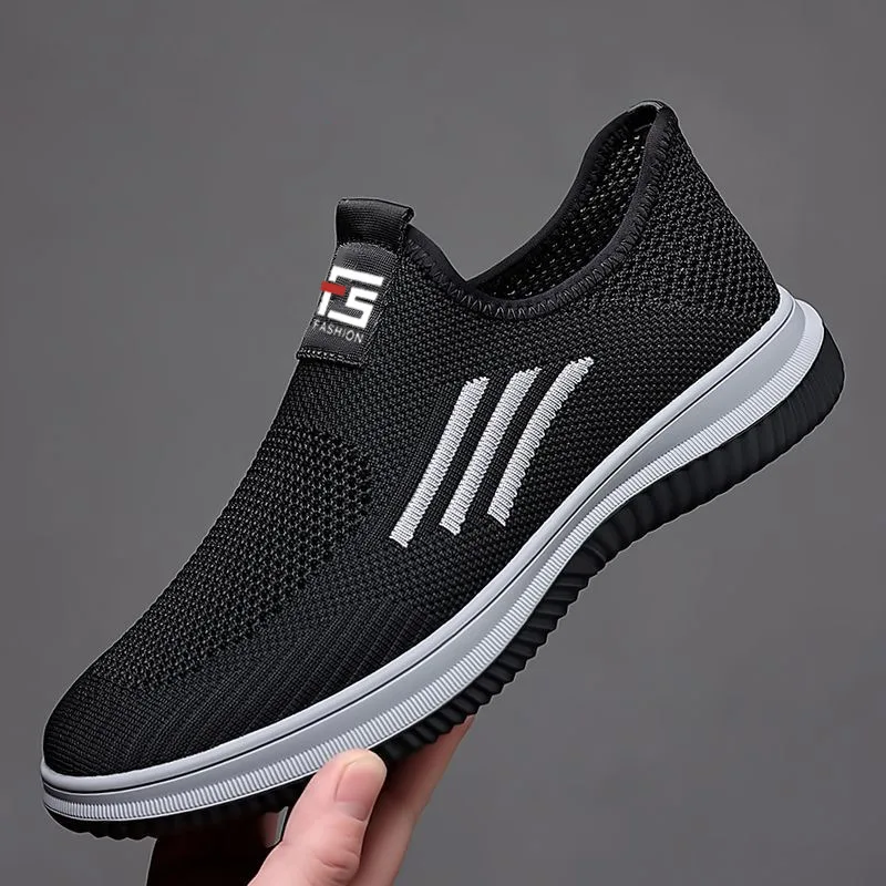 Summer Mesh Breathable Loafers Fashion Casual Men's Sneakers Comfortable Walking Shoes Slip-on Thick Bottom Work Shoes 2023 New